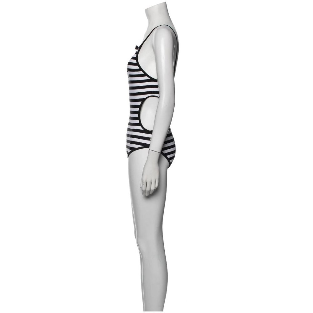 KATE SPADE New York Girls Striped Side Cutout 1 PC Swimsuit Black White sz 12 - Picture 4 of 13